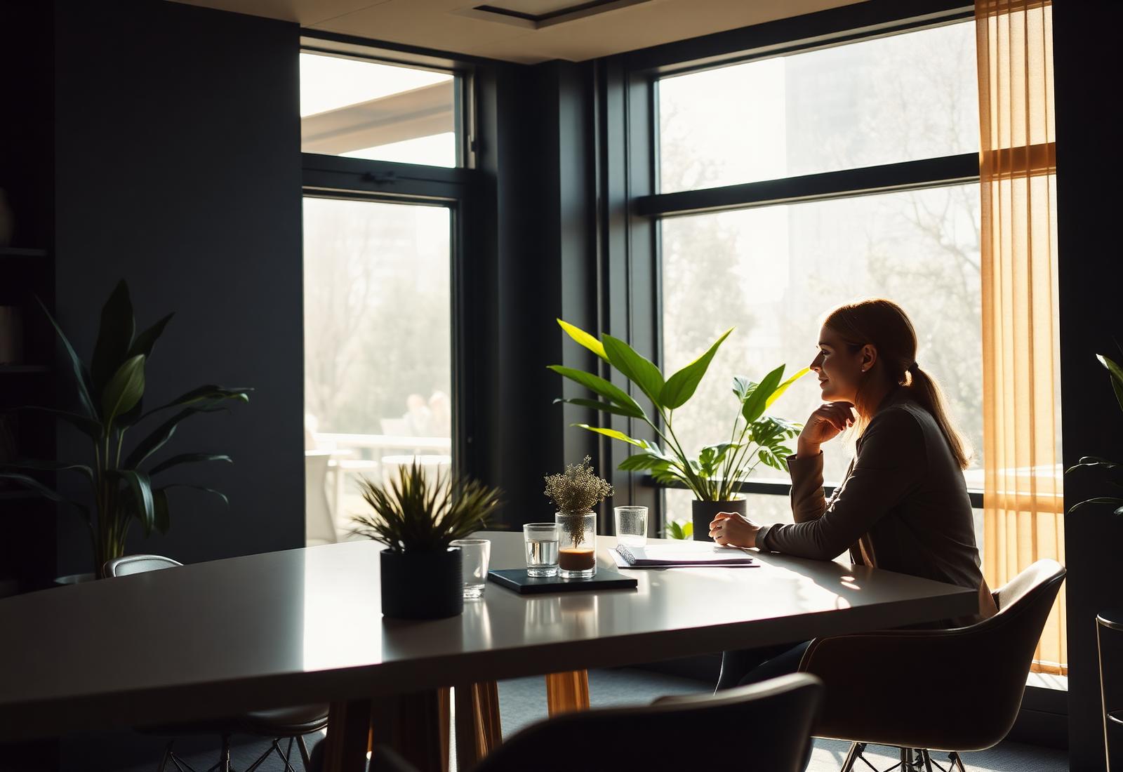 Warm consultancy office with natural light